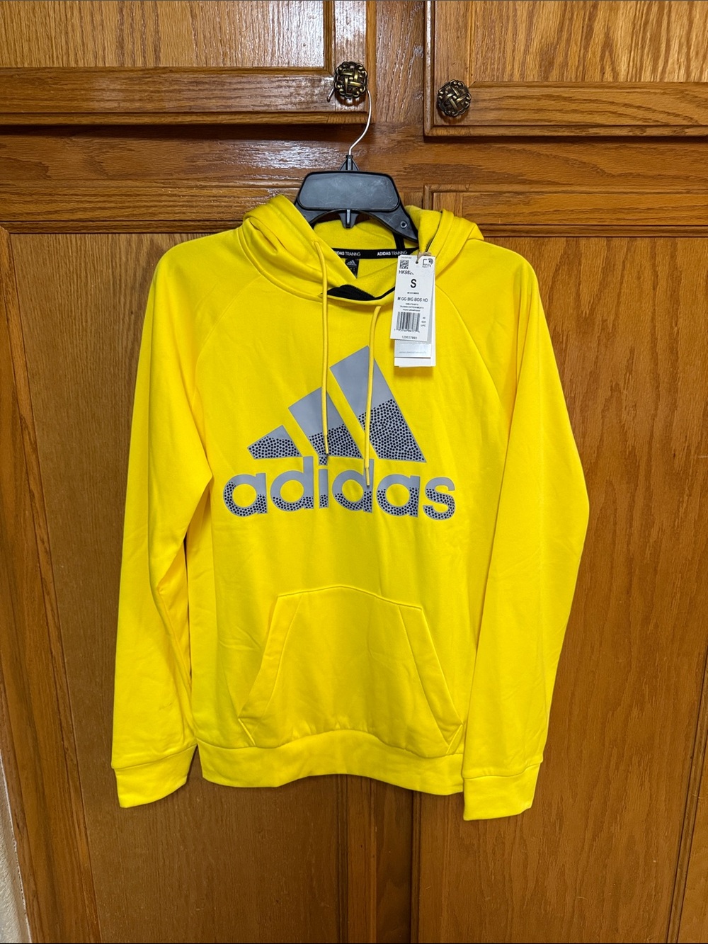 adidas Yellow Training Hoodie with Black Trim men’s